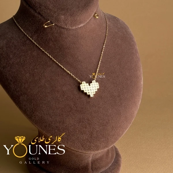 گردنبند قلب نگین دار اوریگامی طلا